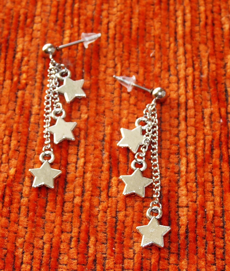 Star Dangle Earrings Hanging Earrings Handmade Earrings Etsy