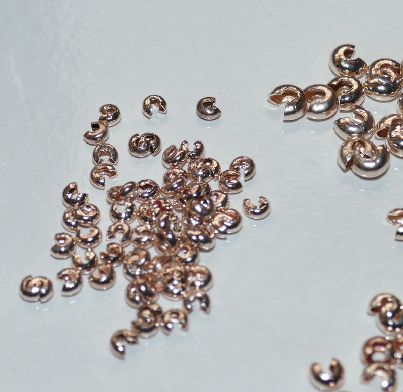 20/50x Crimp Bead Knot Covers, 3mm/4mm/5mm Rose Gold Tone Cord Ending Bead Stoppers, Beading Supplies G016 image 4