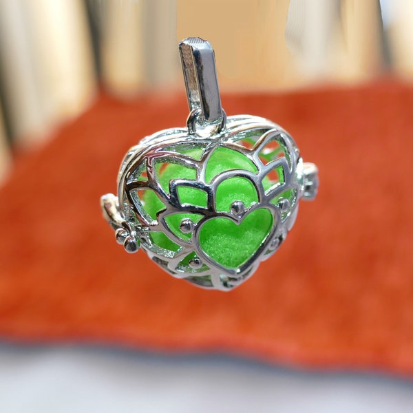 Heart Pearl Cage Locket Pendant, Angel Caller Bola Harmony Pendant C644