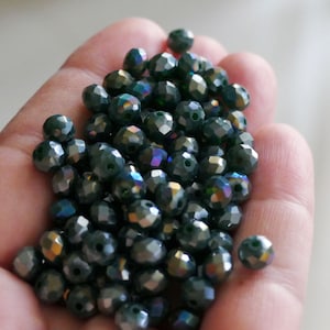 24x Dark AB Green Rondelle Crystal Glass Beads 6x4mm D352