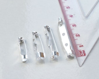 10x Brooch Blank Base Clip  Safety Pin Back Silver Color Settings 20mm/25mm/30mm/35mm G271