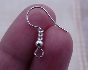 20/50/100x Steel Earring Wires, Earring Hooks, Silver Color Earring Wire Hook, Fish Hook, Earring Findings B041