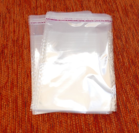 50x Clear Plastic Self Adhesive Seal Bag, 8x14cm Cello Packaging