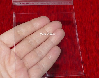 50x Clear Plastic Self Adhesive Seal Bag, 7x12cm Cello Packaging Transparent Plastic Bag Sleeves, Plastic Pouches, Jewelry Bags D399