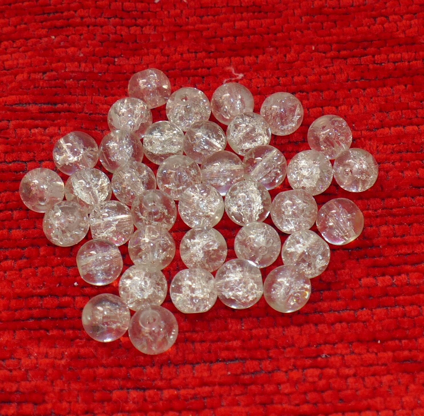 10x Clear Crackled Glass 8mm Beads Marbles Cracked Glass Etsy