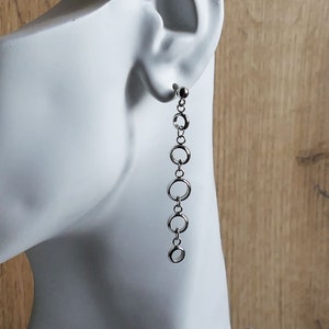 Circles Long Hypoallergenic Earrings, High Quality Stainless Steel Ball Stud Earrings G146