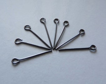 50/100x Black Eye Pins, 4/5" Eye Pins, 20mm Eye Pins, Gun Metal Black Eye Pins, Eye Pins for Beading, Head Pins, Beading Supplies