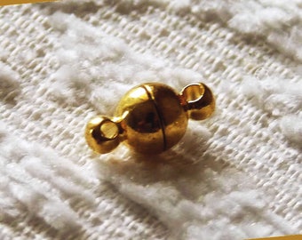 1/3x Ball 6mm Magnetic Clasp Jewelry Closure, Gold Plated Color