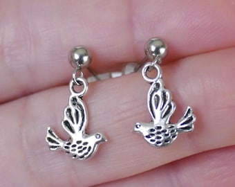 Dove Bird Stainless Steel Stud Earrings B139