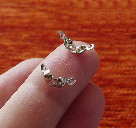 20 50 100x Calottes End Clamshell Crimp Bead Tips With Closed Loops 8x4mm Dark Silver Tone Thread End Caps B096 Etsy