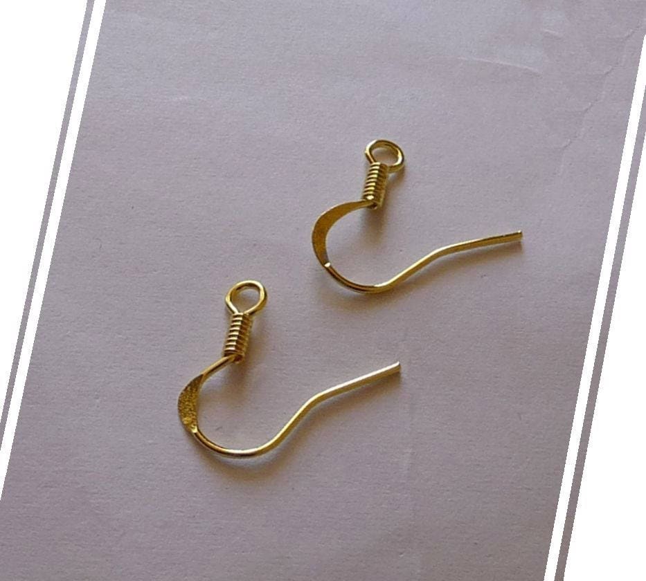 Earring Hooks Gold Plated Earring Wires Hooks Flat Earring Etsy