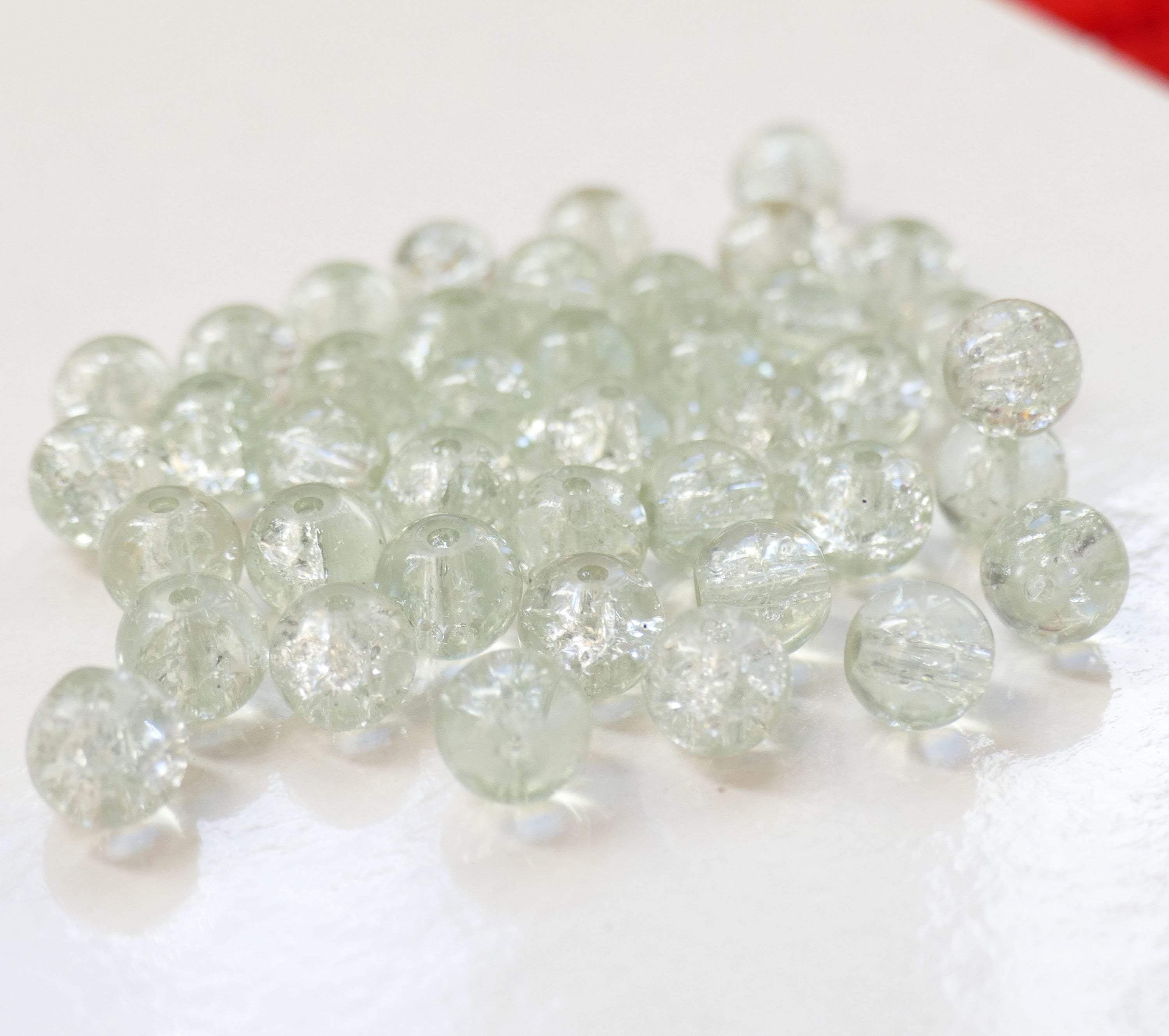 10x Clear Crackled Glass 8mm Beads Marbles Cracked Glass Etsy