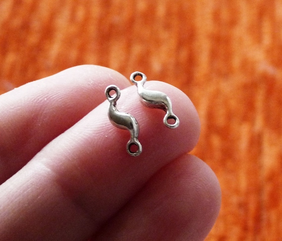 10 25x Wave 2 Hole Connector Charms Small Earring Connectors