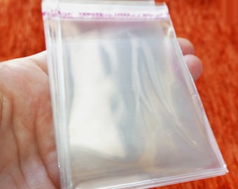 50x Clear Plastic Self Adhesive Seal Bag, 9x6cm Cello Packaging Transparent Jewelry Pouches C683