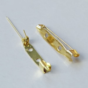 10x Brooch Blank Base Clip  Safety Pin Back Gold Color Settings 20mm/25mm/30mm/35mm G246