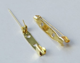 10x Brooch Blank Base Clip  Safety Pin Back Gold Color Settings 20mm/25mm/30mm/35mm G246