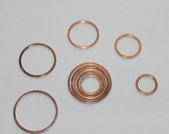 10x Rose Gold Closed Soldered 18 Gauge Flattened Jump Rings 8mm/10mm/12mm/14mm/16mm/18mm/20mm, Gold Tone Spacer Beads F231