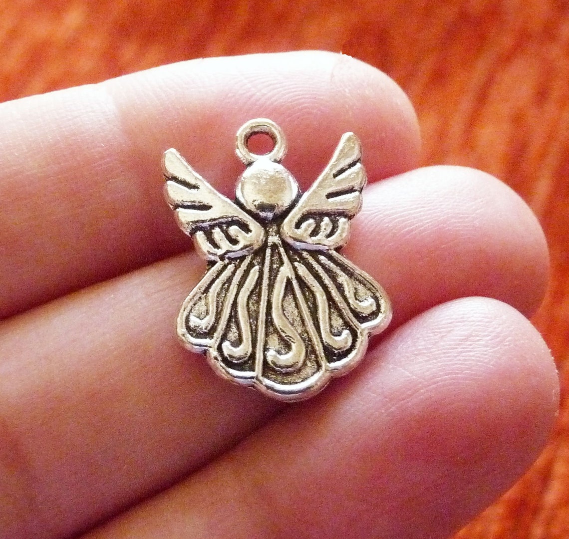 20x Angel Bulk Charms Antique Silver Tone Angel Pendant Etsy