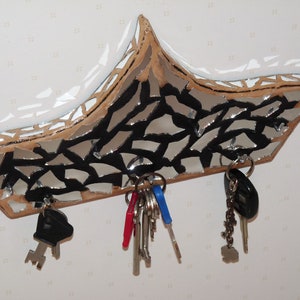 Mirror Mosaic Key Holder | Handmade MDF Wall Hook | Geometric Star Design | Unique Wall Organizer | Reflective Entryway Decor