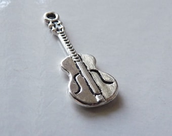 5/10x Violin Charms,  Antique Silver Tone Music Instrument Charms, Jewelry Making Supplies u157