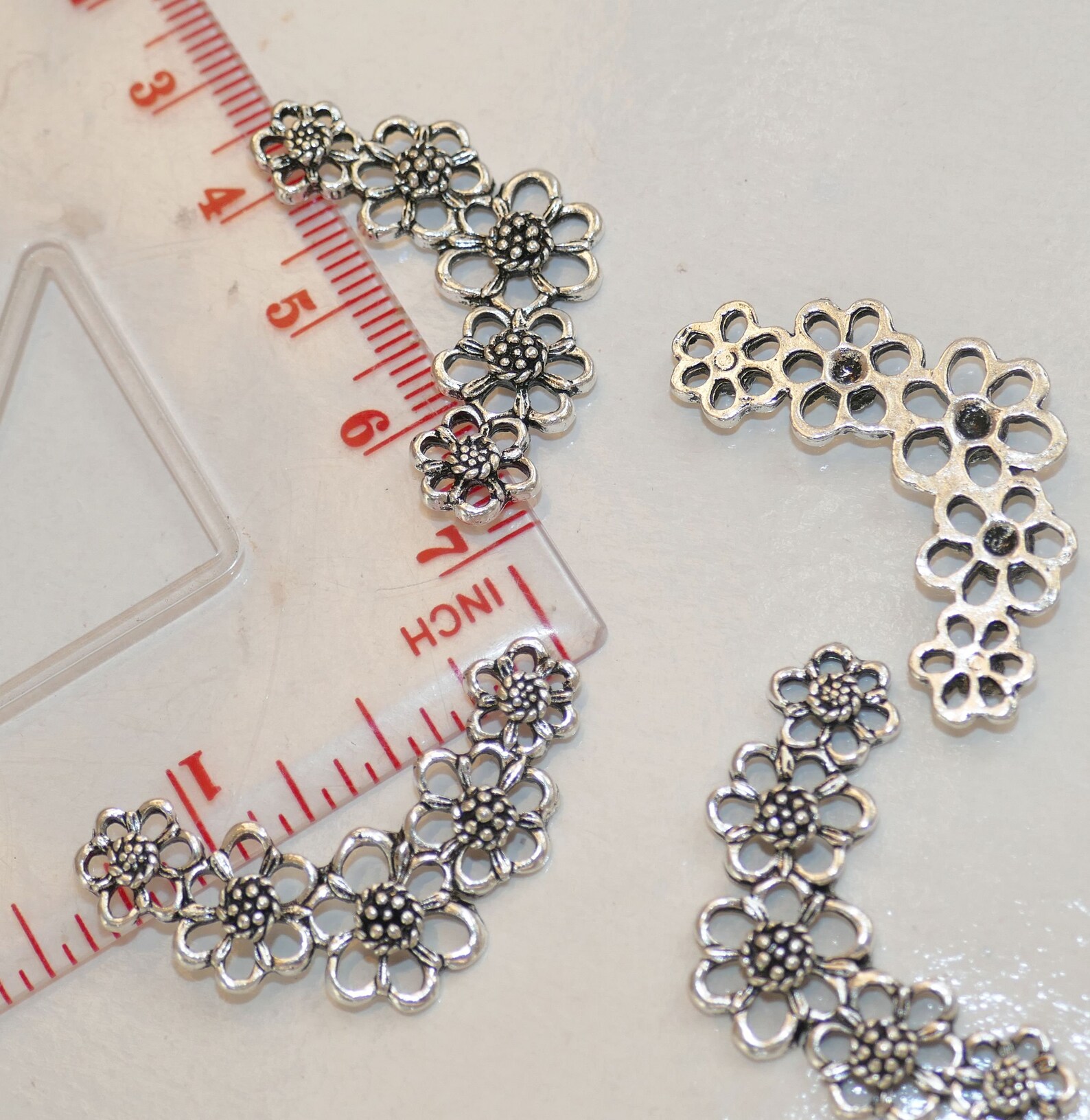 3x Flower Charm Connectors Metal Charms for Bracelet/Necklace Etsy