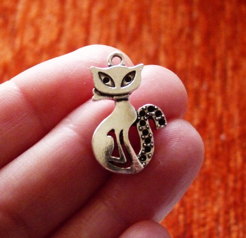 Cat Charm Silver Kitten Charms for Bracelet Animal Charms Etsy