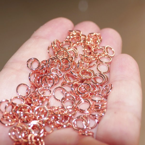 50x Rose Gold Open Jump Rings 3mm/4mm/5mm/6mm/7mm/8mm/ 10mm/12mm/14mm/16mm Clasp Connector, Jewelry Findings, Beading Supplies D358