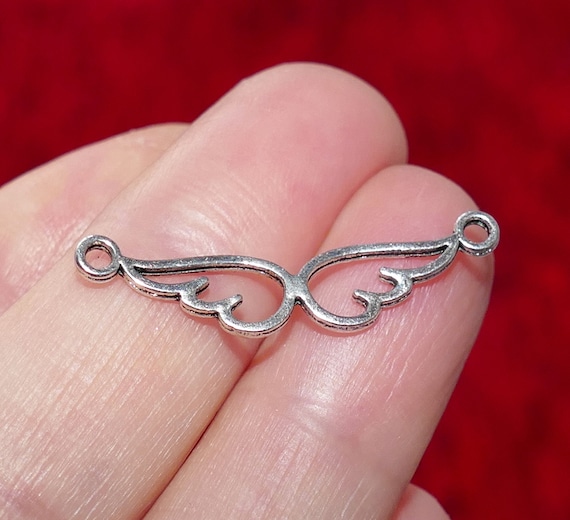 10x Angel Wing 2 Hole Connector Charms 