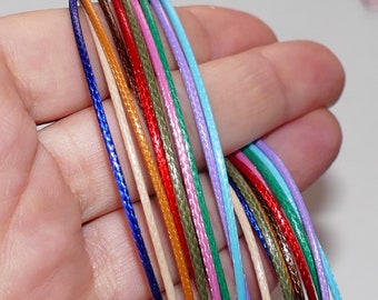 10x Waxed Cords, 1.5mm Mixed Color 17" Necklace Cords, 45cm Adjustable Round Necklace Cords + Lobster Clasps + Extension Chains D055