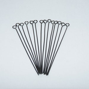 20/50x Black 60mm Eye Pins, 2.3 inch long Gunmetal Black Pins, Beading Supplies image 2