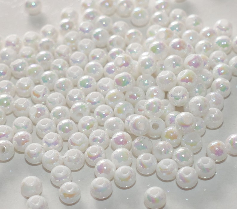 100 perles acryliques AB blanches, 4 mm, fausses perles, perles rondes, fournitures pour perles D141 image 6