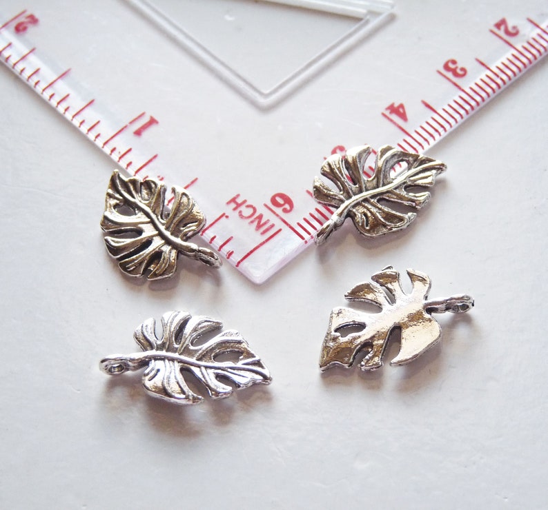 Leaf Spacer Beads 48x Maple Leaf Charms Necklace Charms C610 Maple Leaf Drops Charms for Bracelet Silver Tone Leaves Charms