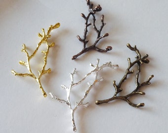 2x Large Tree Branch Charms, 8 Hole Twig Connector Charms, Gold/Silver/Bronze/Copper Tone Pendant Connectors C733