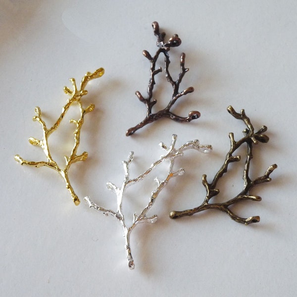 2x Large Tree Branch Charms, 8 Hole Twig Connector Charms, Gold/Silver/Bronze/Copper Tone Pendant Connectors C733