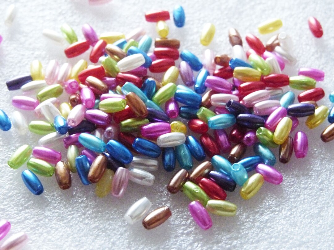 Acrylic Tube Beads, Mixed Beads, 6mm Oval Beads, Acrylic Beads, Barrel