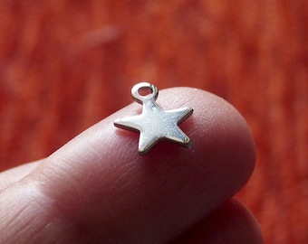 5/10x Stainless Steel Star Charm, Hypoallergenic Small Charms for Bracelet, Silver Tone Star Charms C539