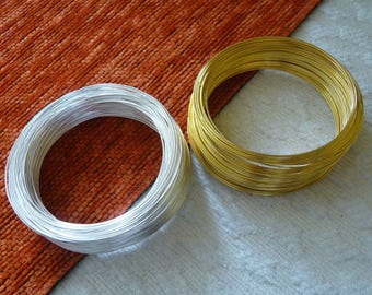 Filo per bracciale in acciaio memoria, 0.6x55mm filo d'acciaio tondo oro/argento/nero memoria, bracciale avvolgente, filo per perline