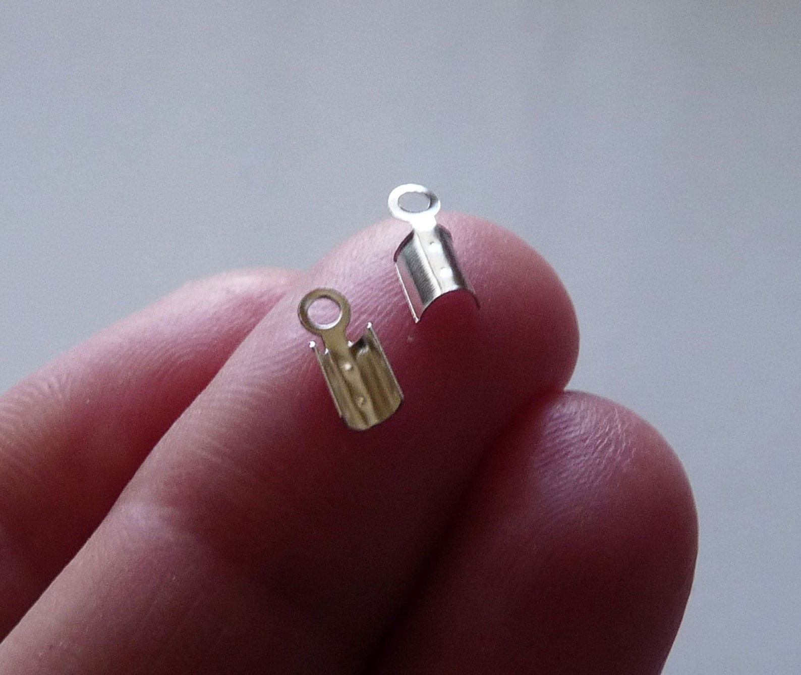 50/100x Fold Over Cord End Tip Crimps Silver Plated 8x2mm Etsy