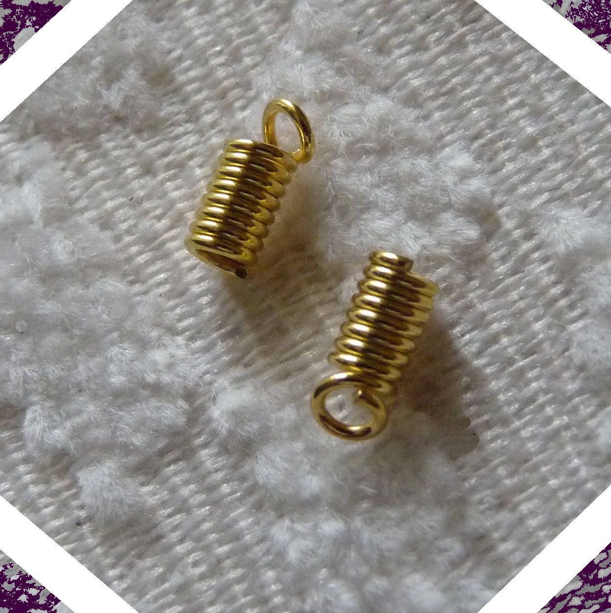 Gold Cord Ends Spring Coil Ends Gold Plated Coil End Crimp Etsy