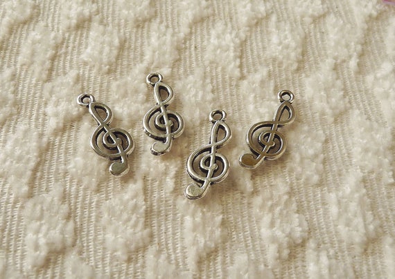 Antique Sterling Pearl Music Notes Treble Clef Barrette 2\