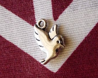 40x Bulk Small Bird Charms, Double Sided Bracelet/Earring Charm Pendant, Antique Silver Tone