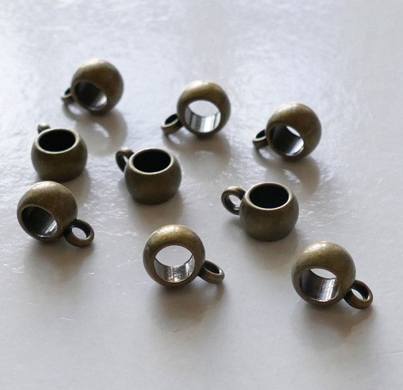 thumbnail image 2 of Silver Plated European Large Hole Bail Beads – B8430 – Choose 10, 20, Or 50pcs – Xanadu Designs 2 of 4