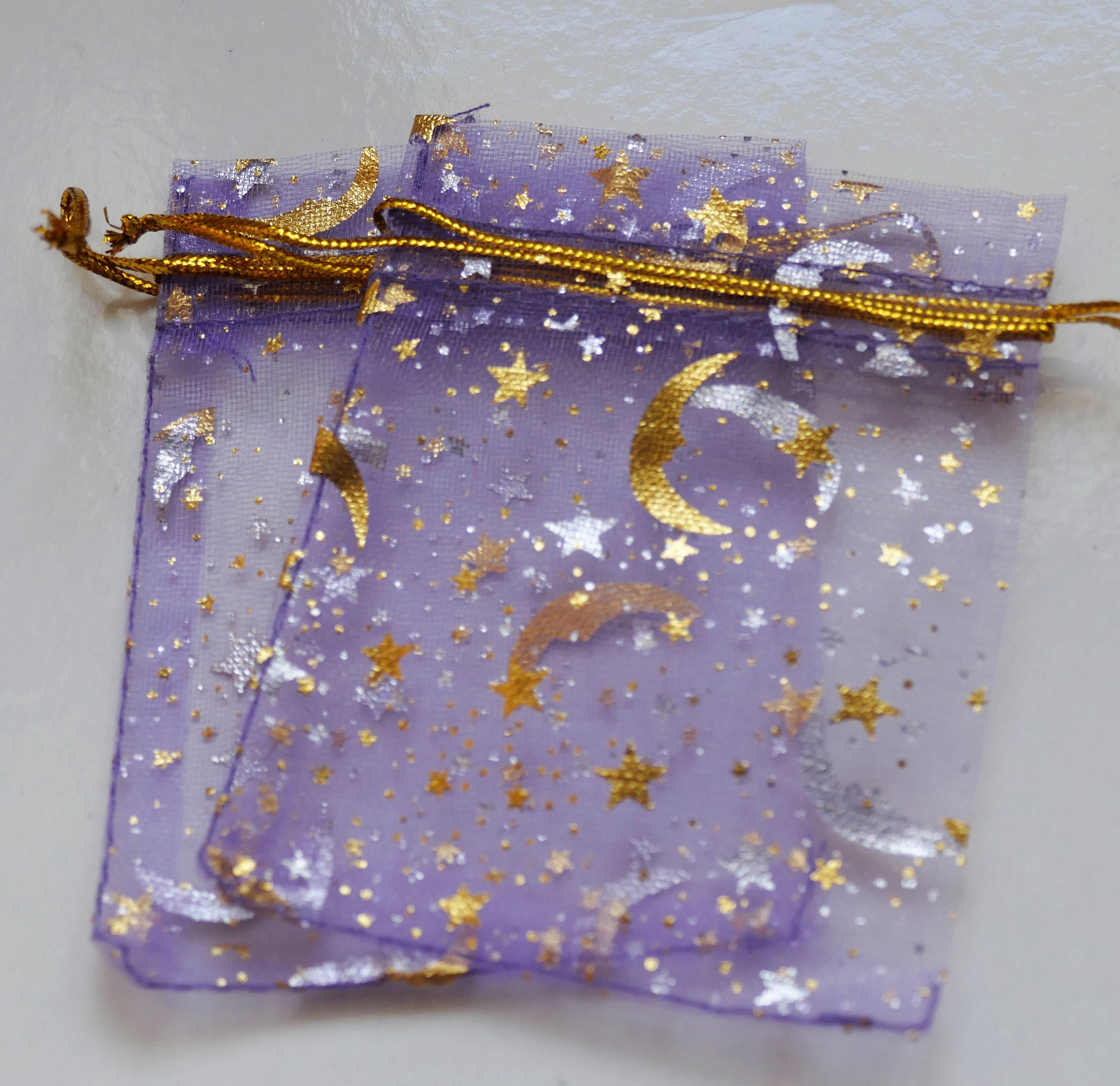 10 sacchetti regalo in organza viola luna stella 7x9 cm, sacchetti per  gioielli, caramelle, bomboniere, sacchetti regalo di Natale F060 -   Italia