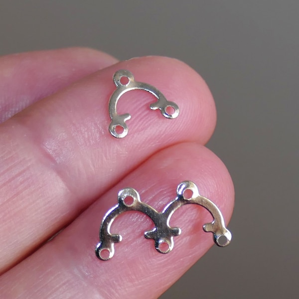 10 connecteurs de boucles d'oreilles en forme de U, boucles d'oreilles pour lustre 3 et 5 trous ton argent mat F140