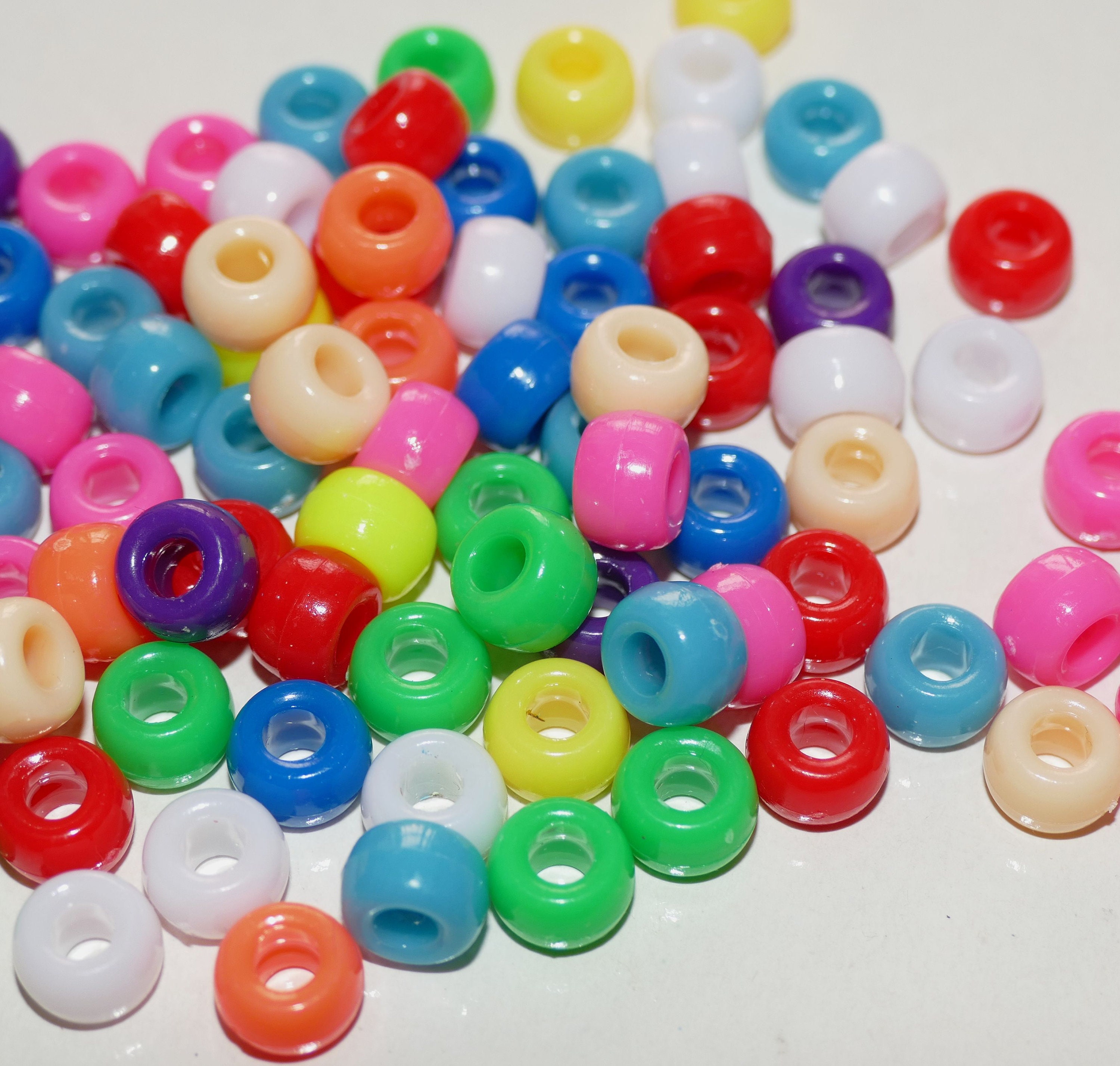 40x Rainbow Mix Color Pony Beads 9mm Mixed Colorful Acrylic | Etsy