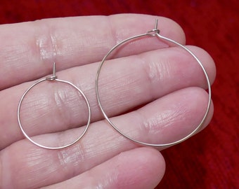 10x Stainless Steel Hoop Earring Wire, Big Circle Loop Hooks with Clasps, No Fade Silver Tone 7 Sizes Earring Wires G032