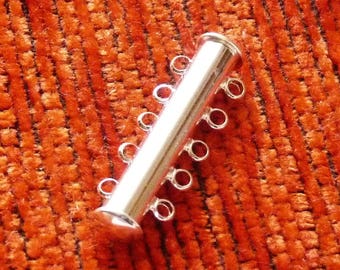 1x Multi Row 5 Strand Magnetic Clasp, Bracelet/Necklace Slide Lock Closure, Silver Color Jewelry Fastener J117