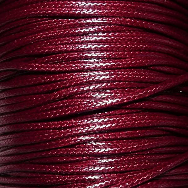 Red Cord, 2mm Wine Red Waxed Cord, Round Cord, Waxed Corduroy Necklace Cord, Bracelet Cord, Beading Supplies C115