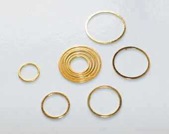 10x Gold Closed Soldered 18 Gauge Flattened Jump Rings 8mm/10mm/12mm/14mm/16mm/18mm/20mm, Gold Tone Spacer Beads F134