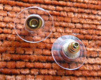 10/30 fonds de boucles d'oreilles dorés avec coussinets en plastique, tiges de clous, écrous de boucles d'oreilles en caoutchouc, tiges de boucles d'oreilles en caoutchouc